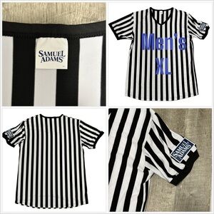 Men's Adult Samuel Adams XL 46 - 48 Referee Umpire Stripes V-Neck Black White